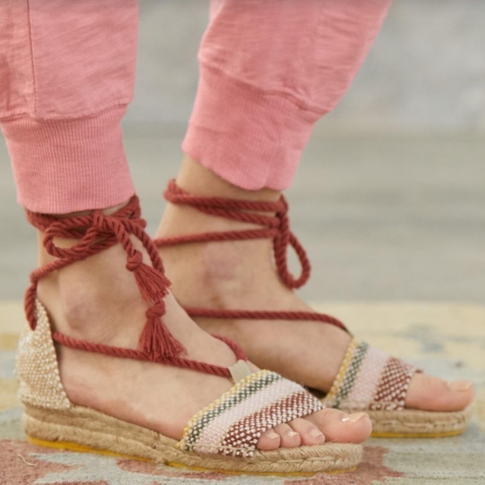 Castaner Pink and Rust Rope Espadrille Sandals